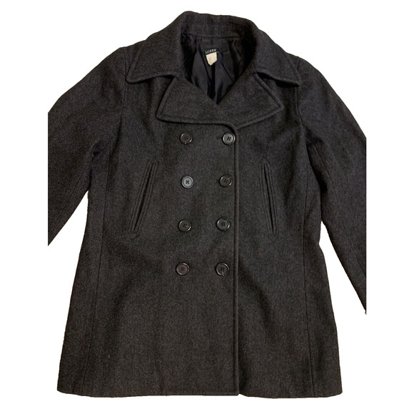 J Crew Peacoat Mens Size XL Ex-Large Dark Grey Wool Coat Double Breasted Jacket - Picture 3 of 10